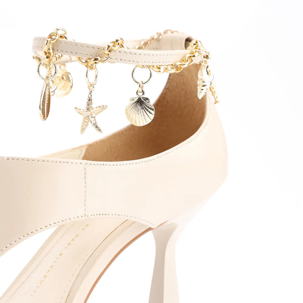 Sandália Charms Couro Off White - imagem 9