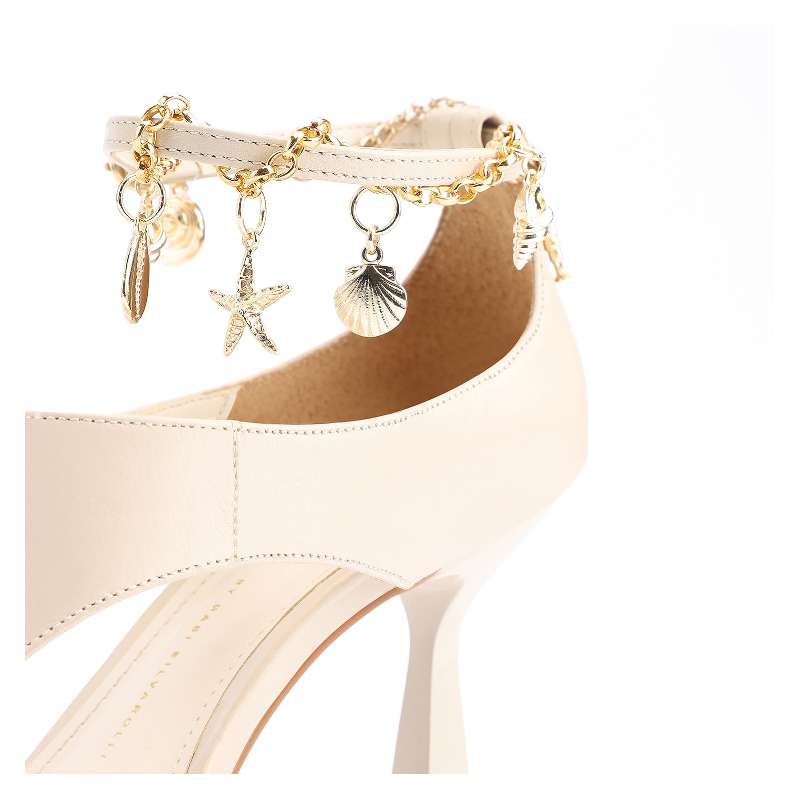 Sandália Charms Couro Off White