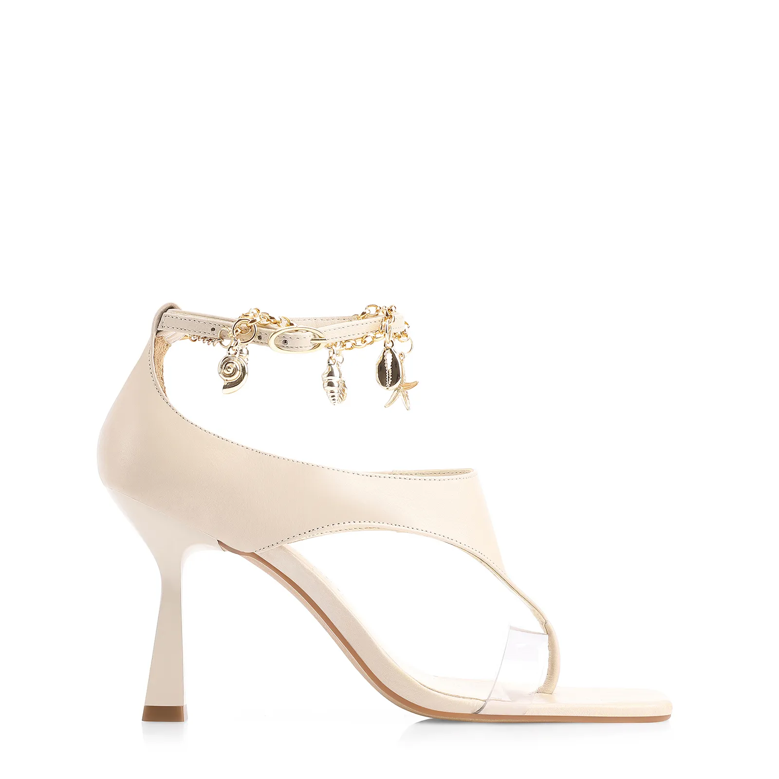 Sandália Charms Couro Off White