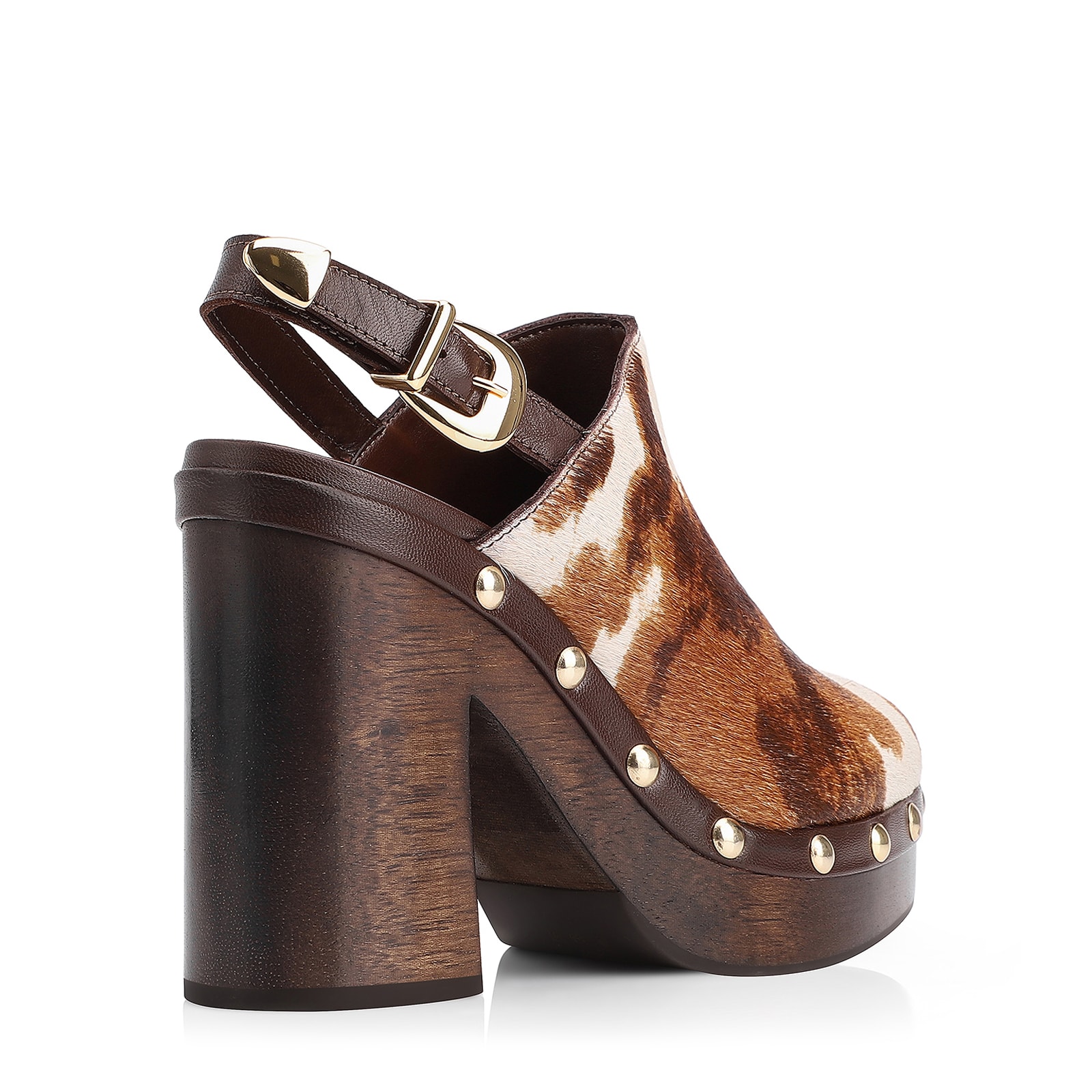 Sandália Clog Couro Pelo Vaca