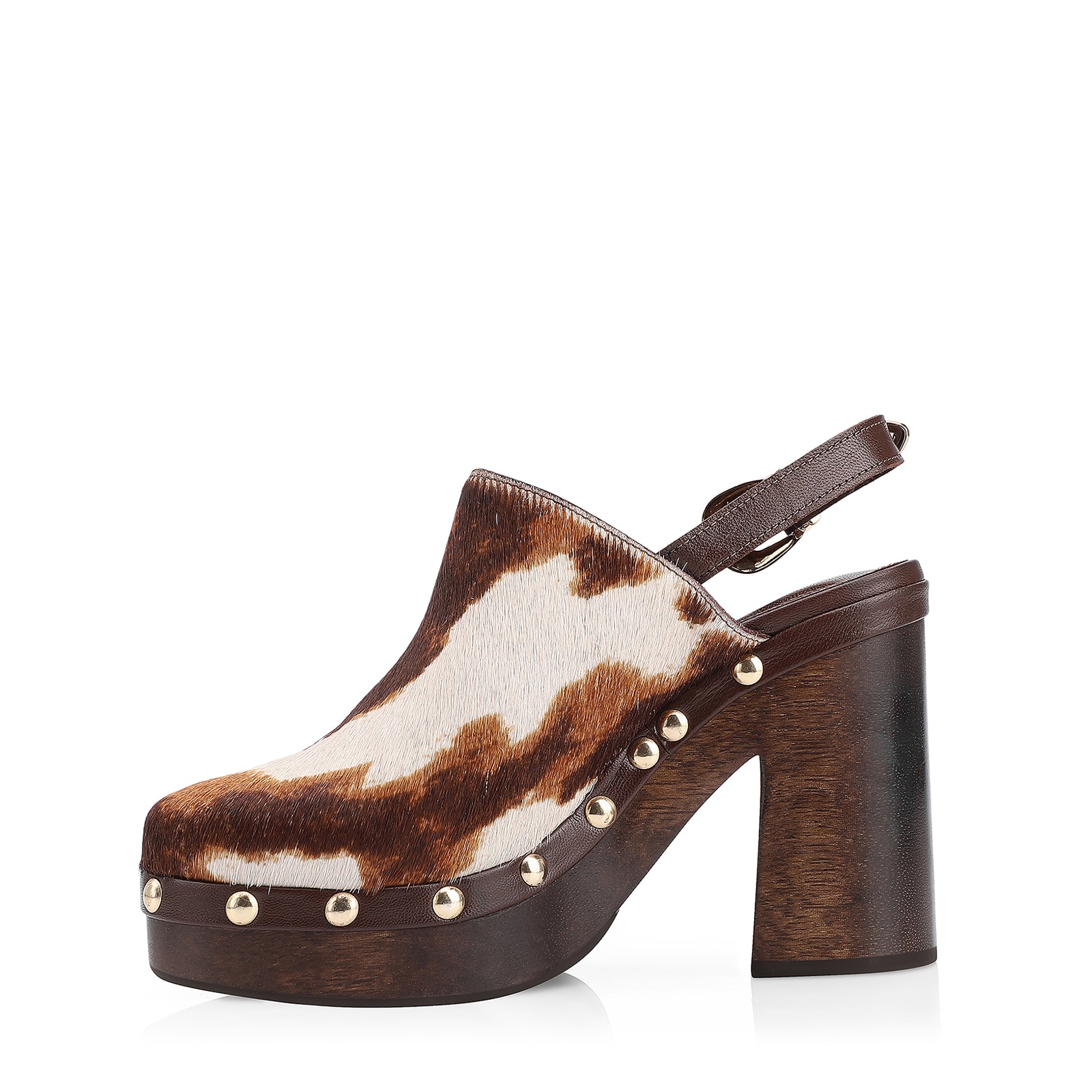 Sandália Clog Couro Pelo Vaca