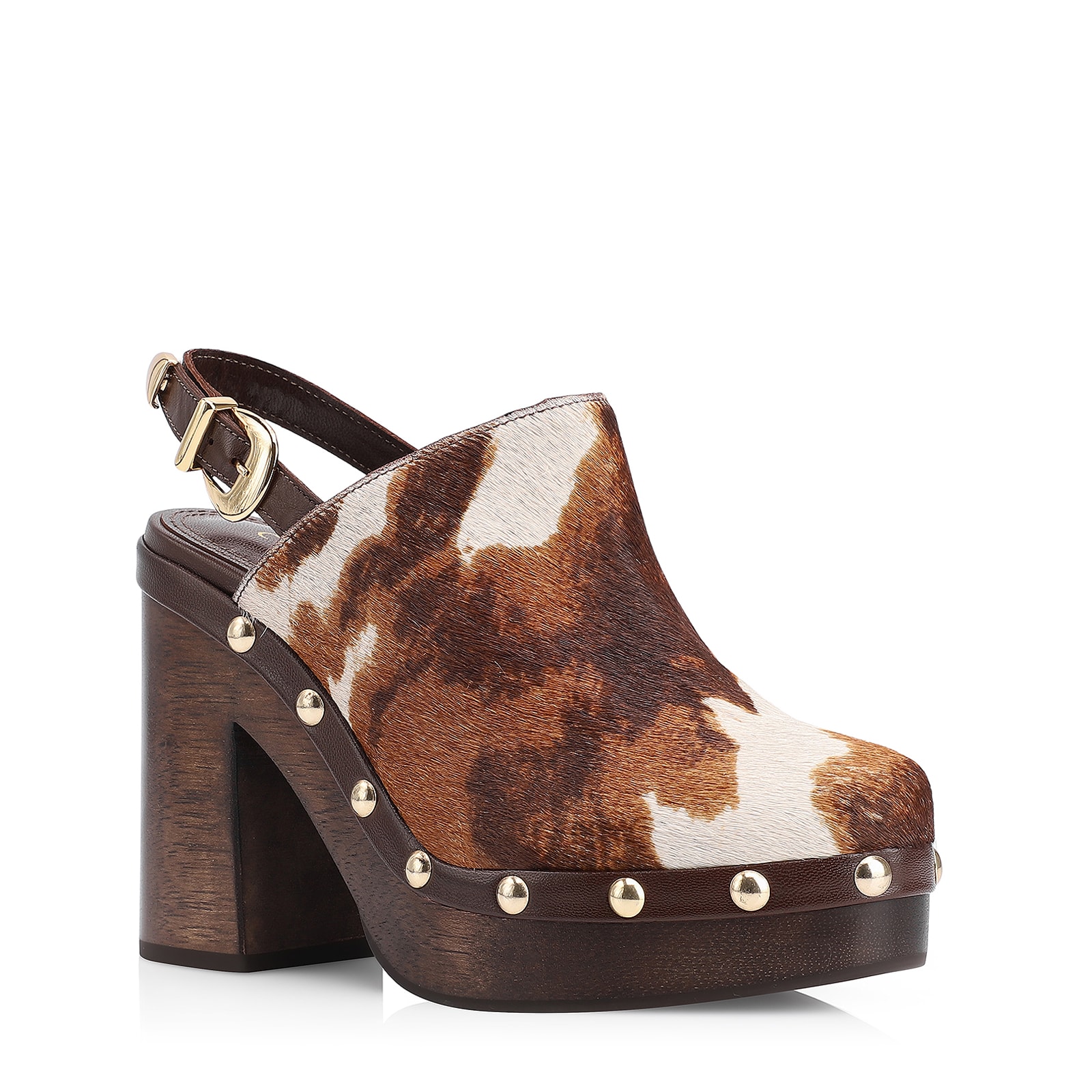 Sandália Clog Couro Pelo Vaca