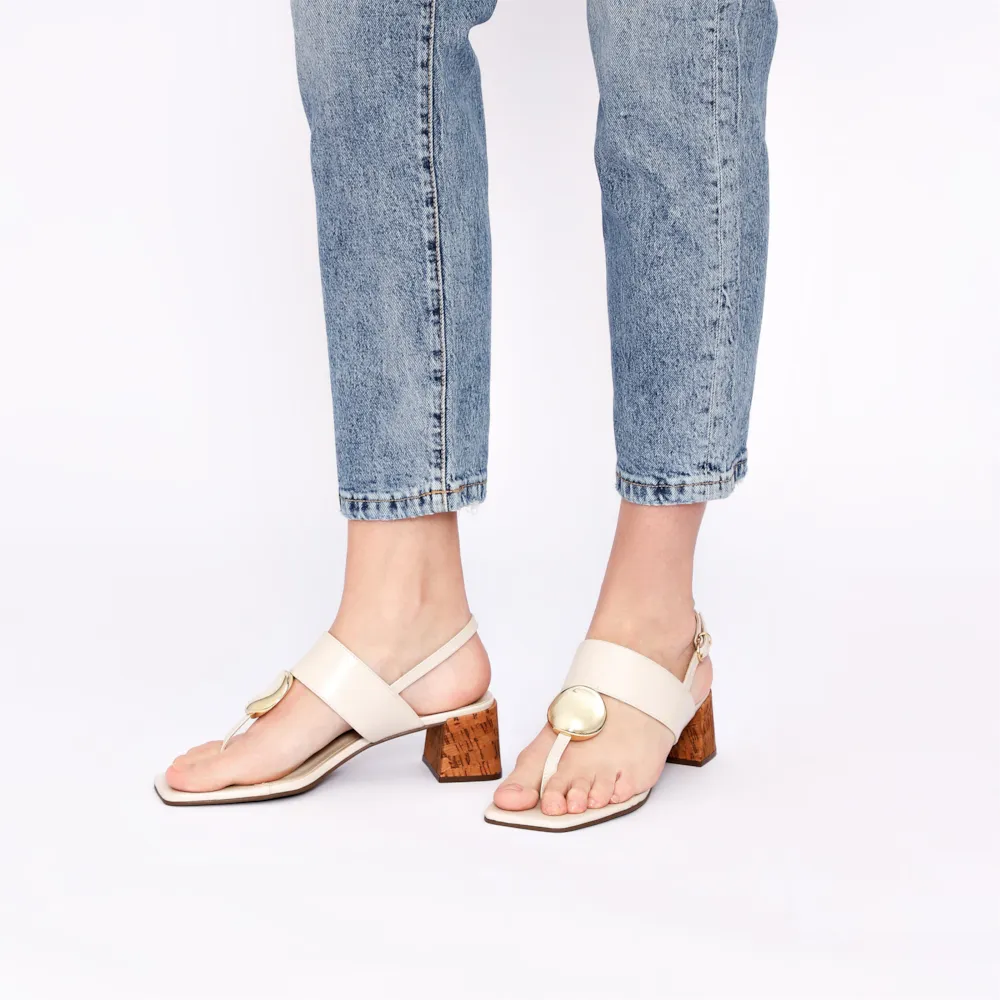 Sandália Cortiça Couro Off White - imagem 2