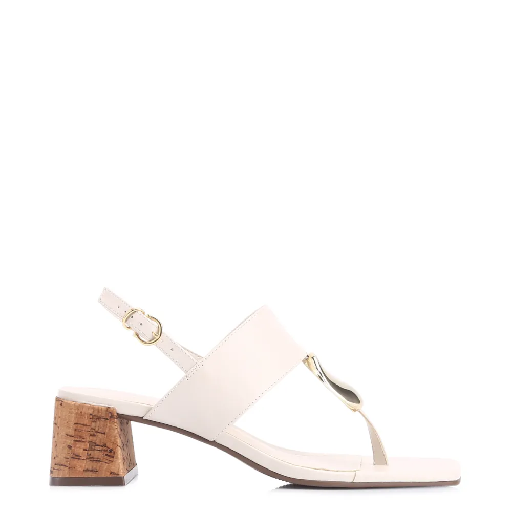 Sandália Cortiça Couro Off White - imagem 3