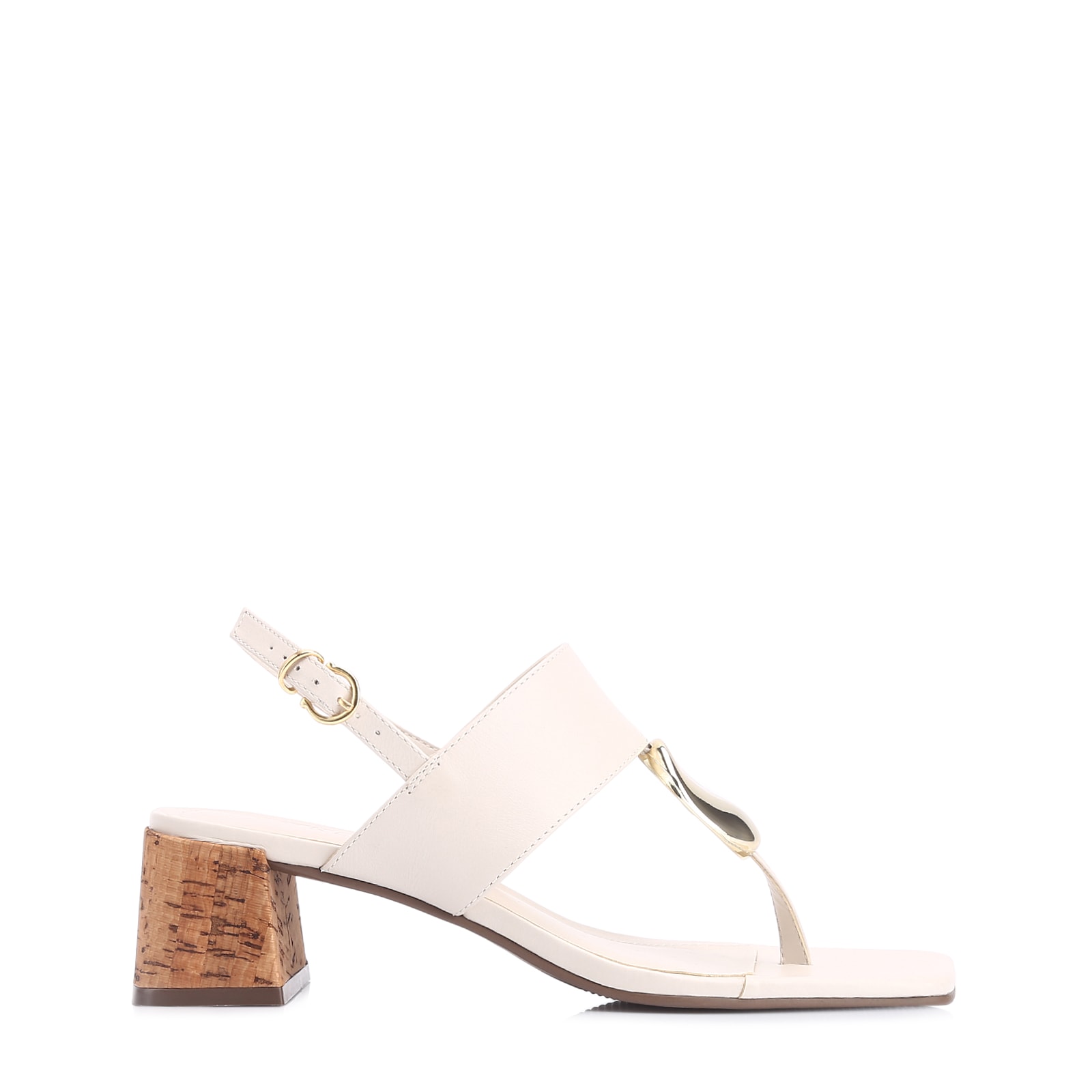 Sandália Cortiça Couro Off White