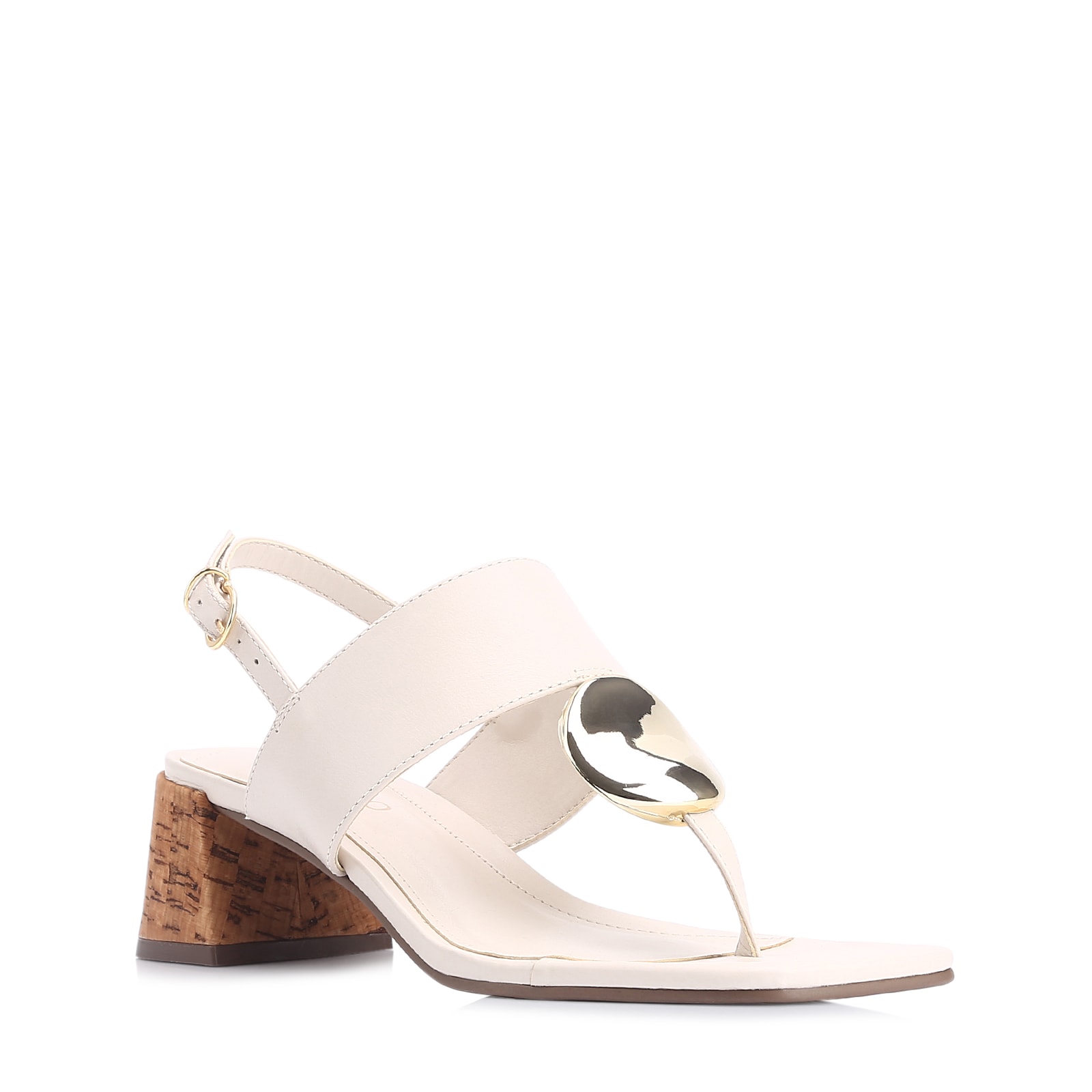 Sandália Cortiça Couro Off White