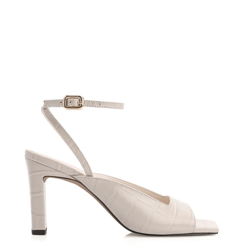 Sandália Couro Croco Off White - imagem 3