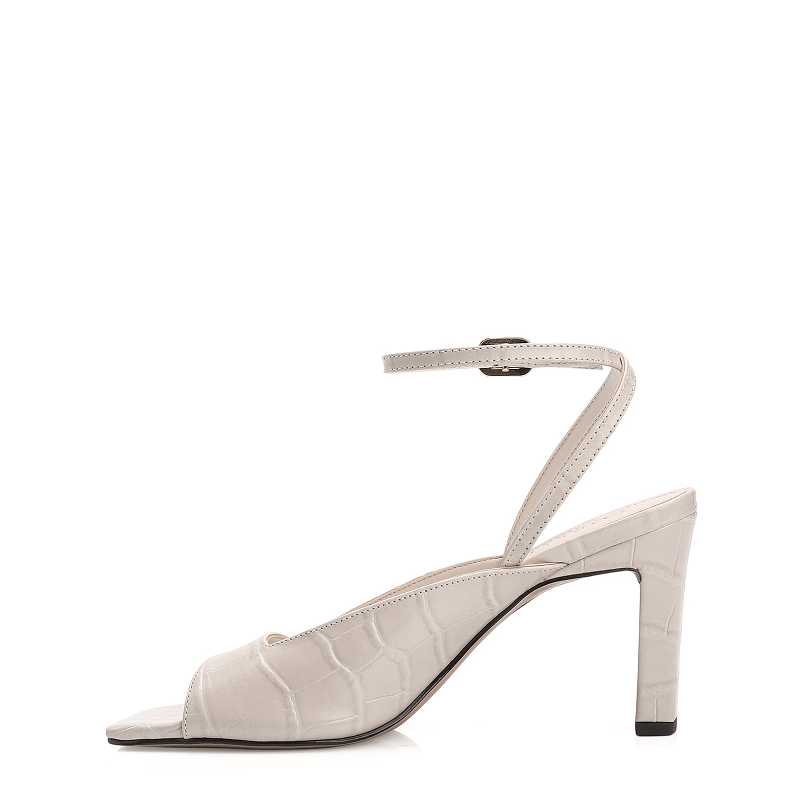 Sandália Couro Croco Off White