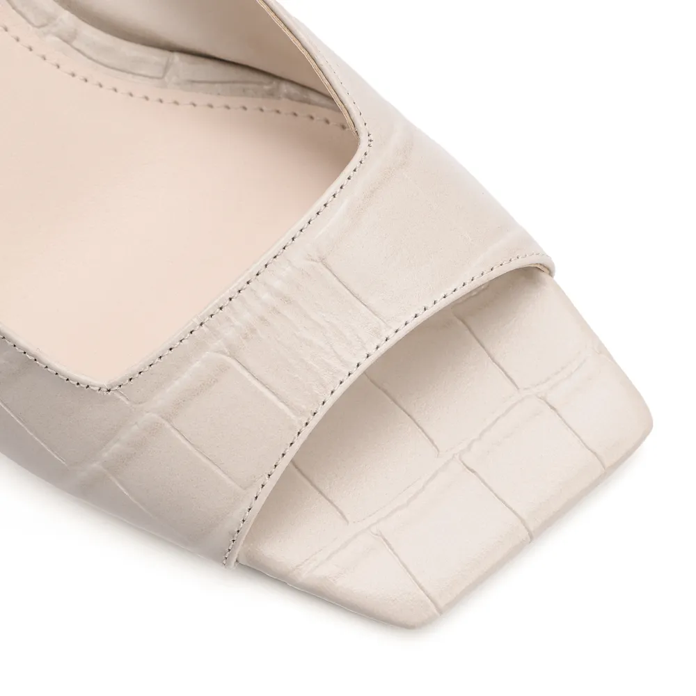 Sandália Couro Croco Off White - imagem 7