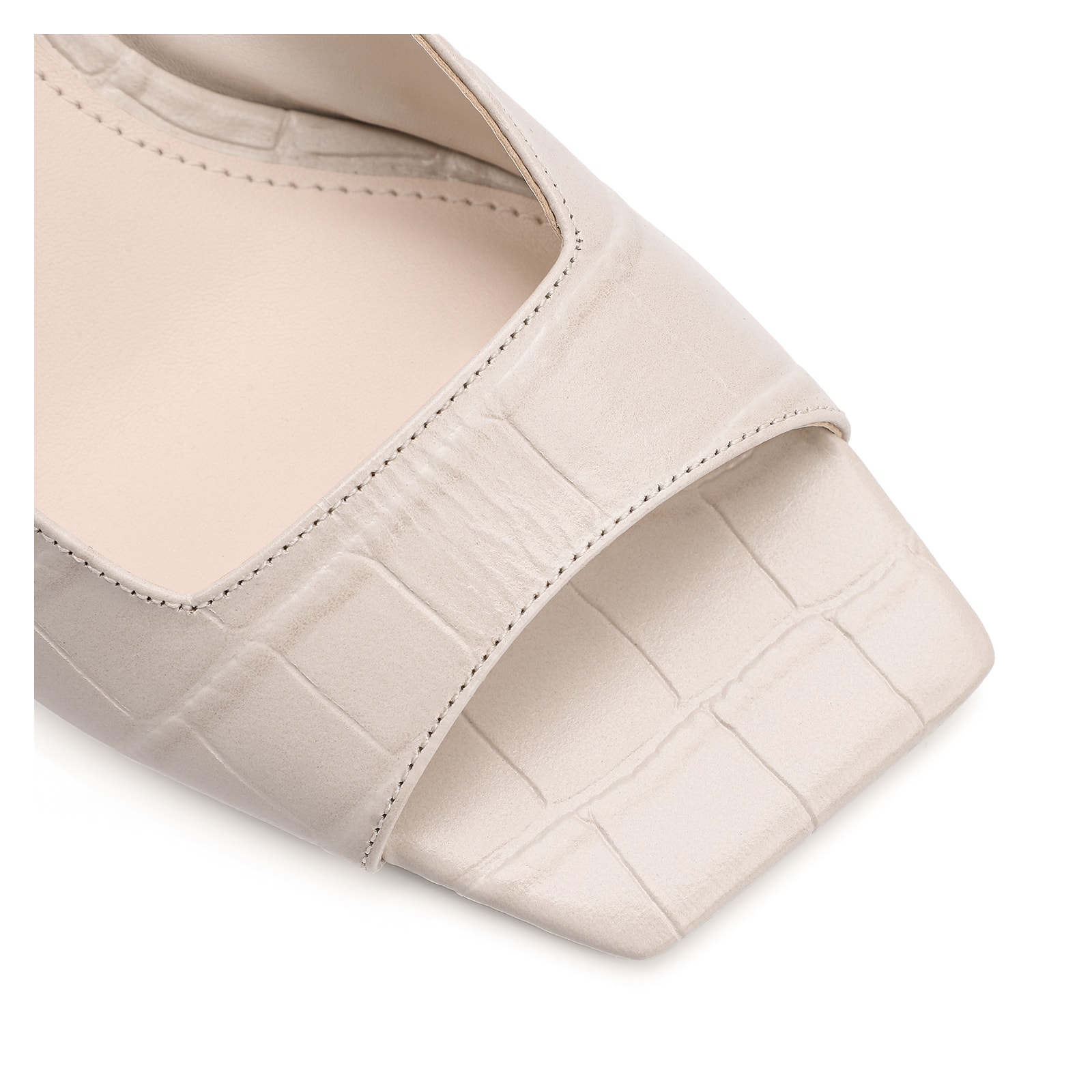 Sandália Couro Croco Off White