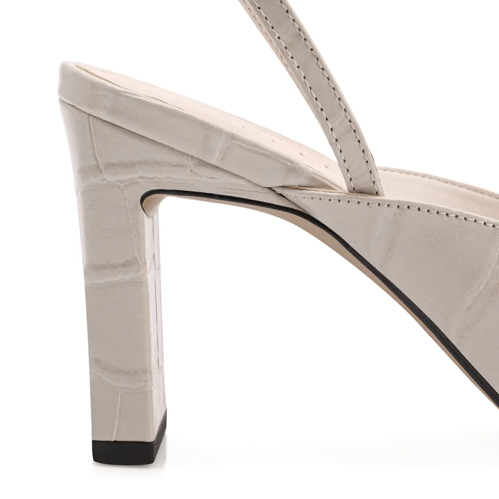 Sandália Couro Croco Off White - imagem 8