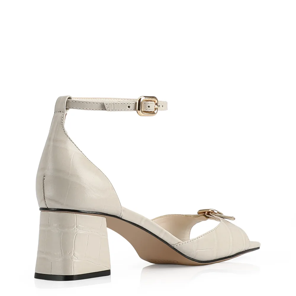 Sandália Couro Croco Off White - imagem 3