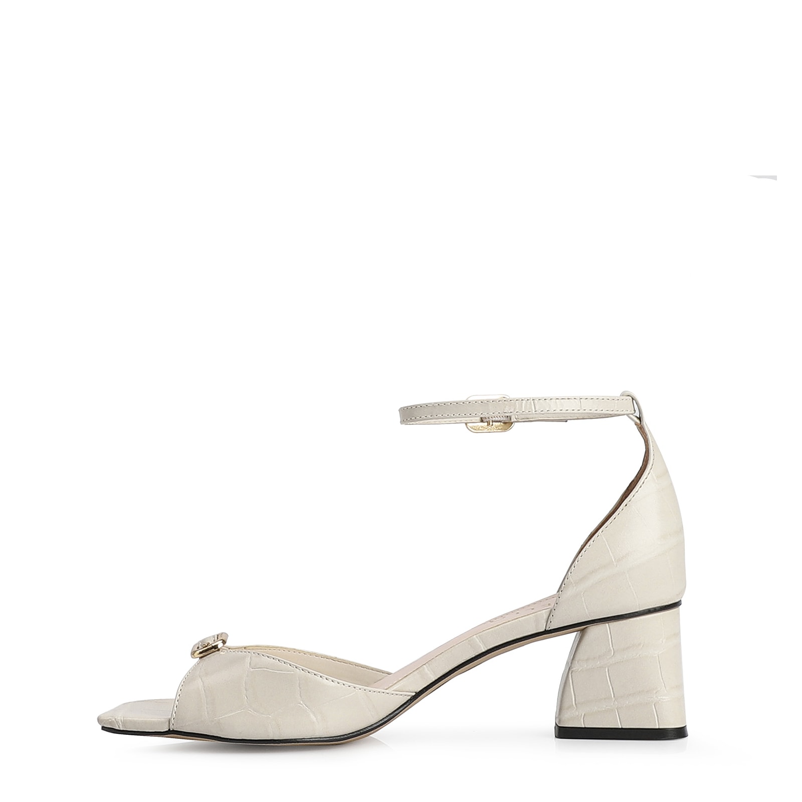 Sandália Couro Croco Off White