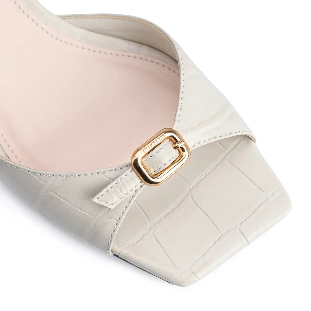 Sandália Couro Croco Off White - imagem 6