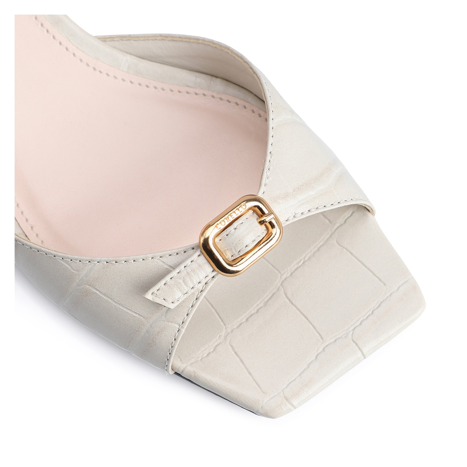 Sandália Couro Croco Off White
