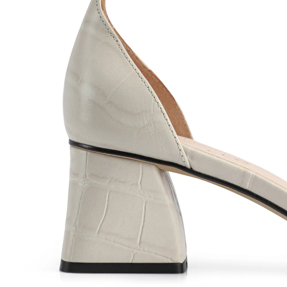 Sandália Couro Croco Off White - imagem 7