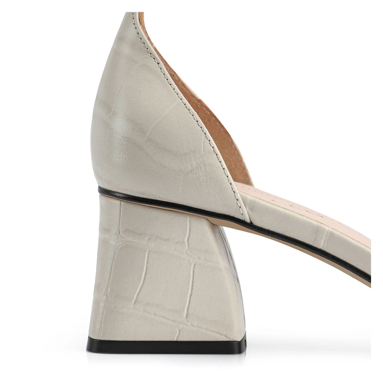 Sandália Couro Croco Off White