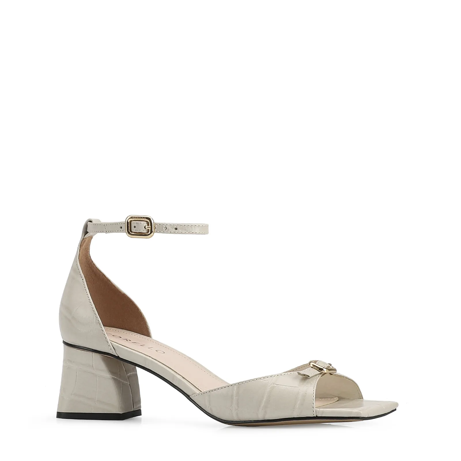 Sandália Couro Croco Off White