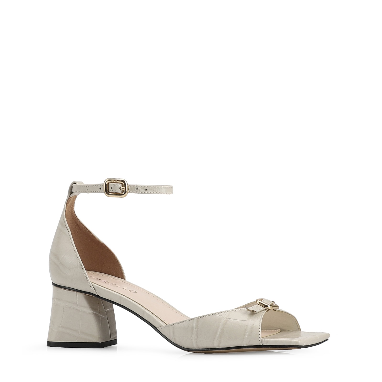 Sandália Couro Croco Off White