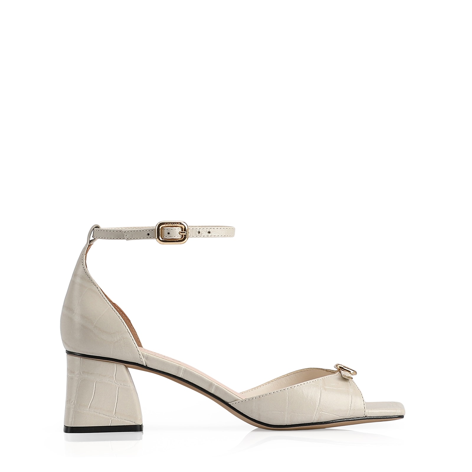 Sandália Couro Croco Off White