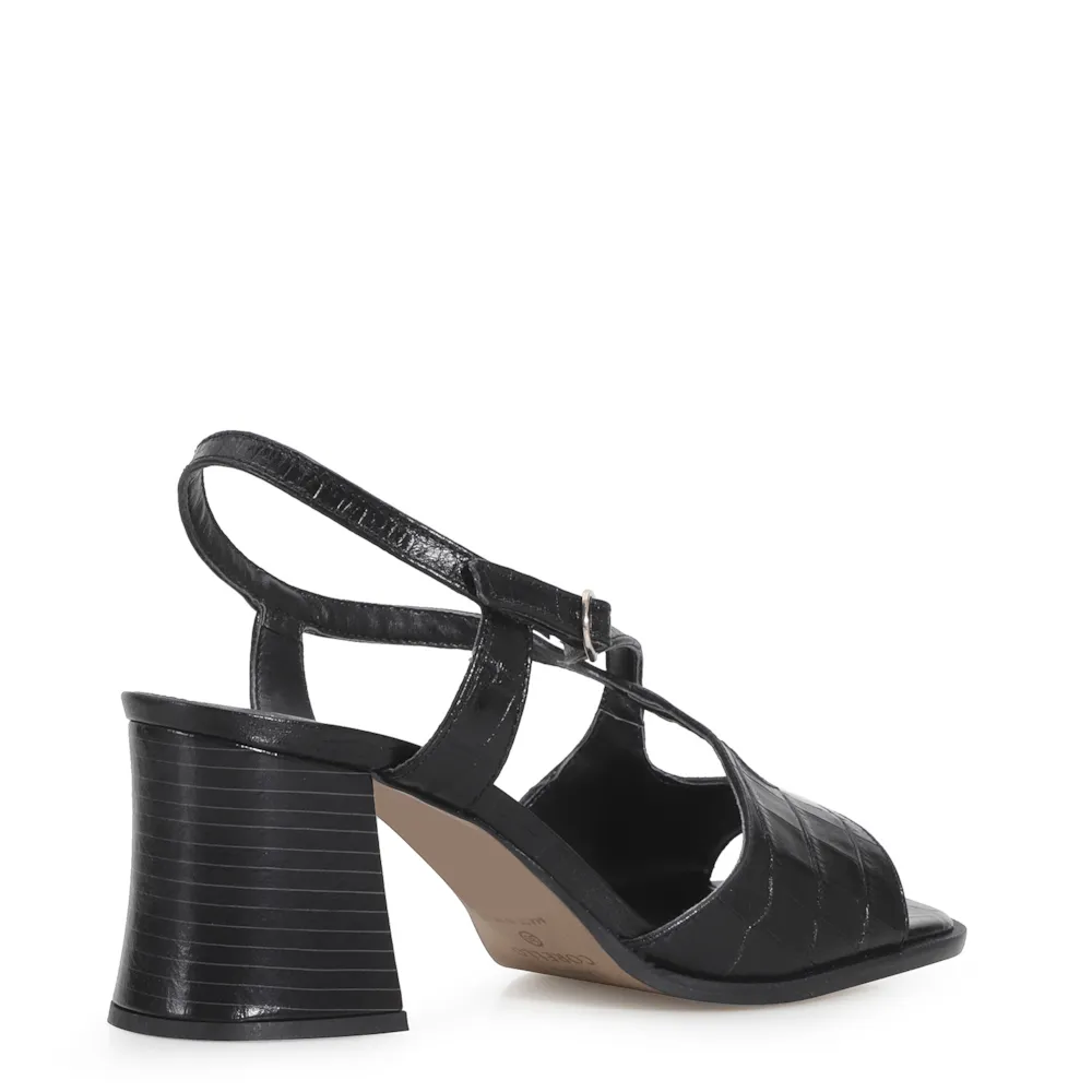 Sandália Couro Croco Preto - imagem 4