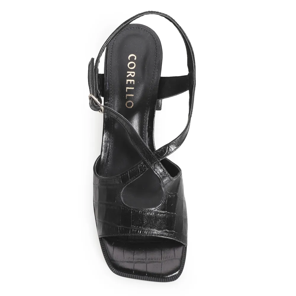 Sandália Couro Croco Preto - imagem 6