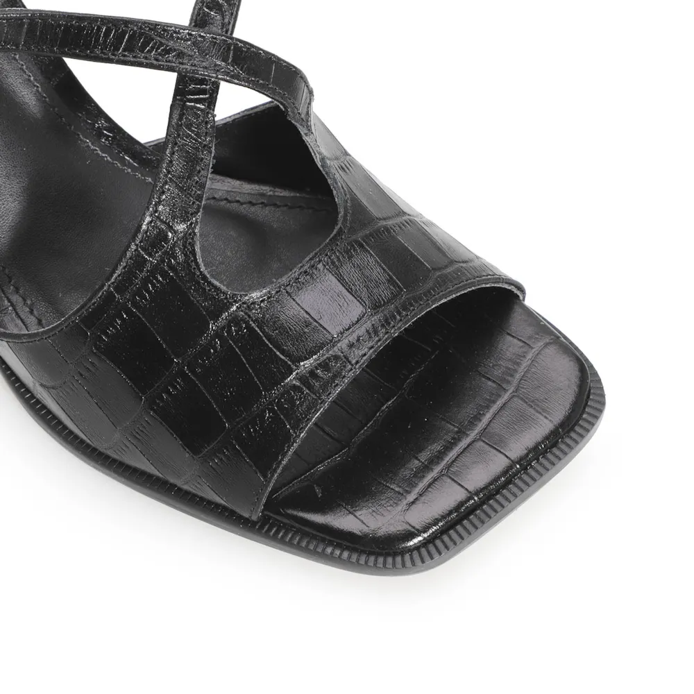Sandália Couro Croco Preto - imagem 7