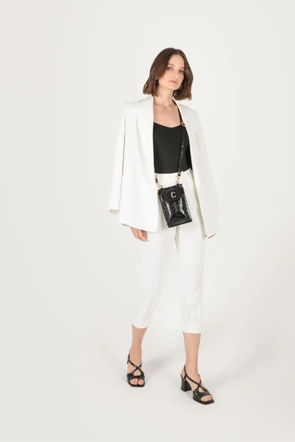 Sandália Couro Croco Preto - imagem 8