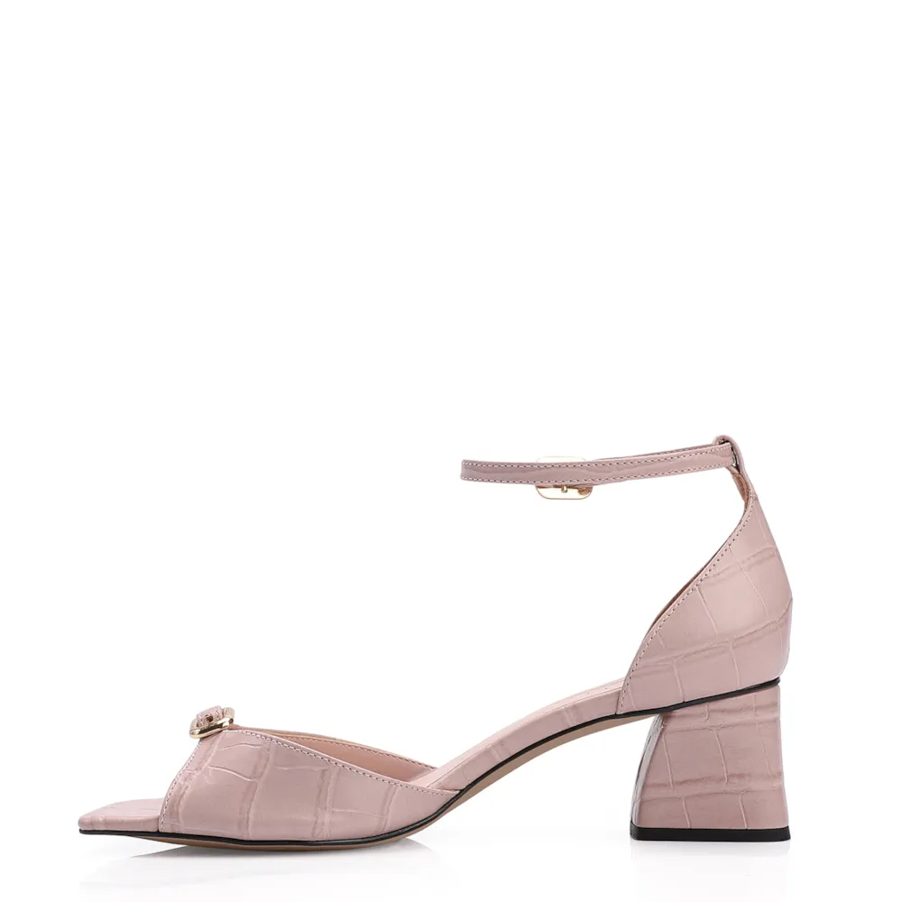Sandália Couro Croco Rosa - imagem 4