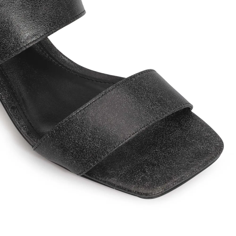 Sandália Couro Estonado Preto - imagem 6