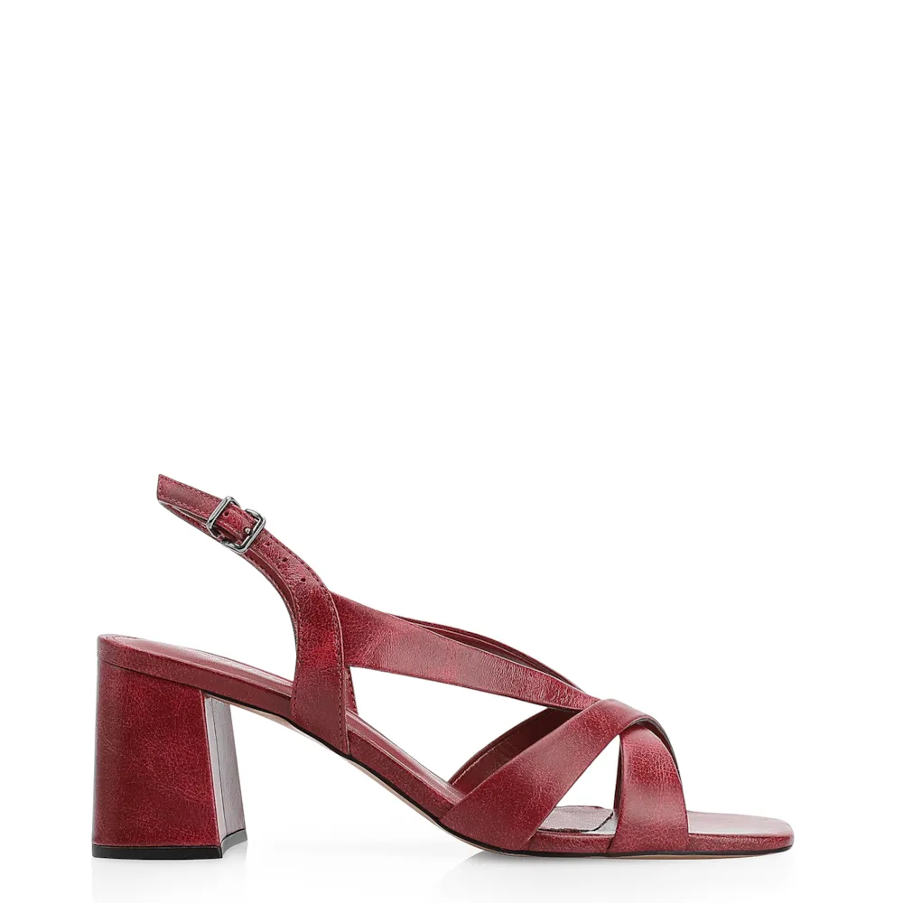 Sandália Couro Estonado Vermelho - imagem 2