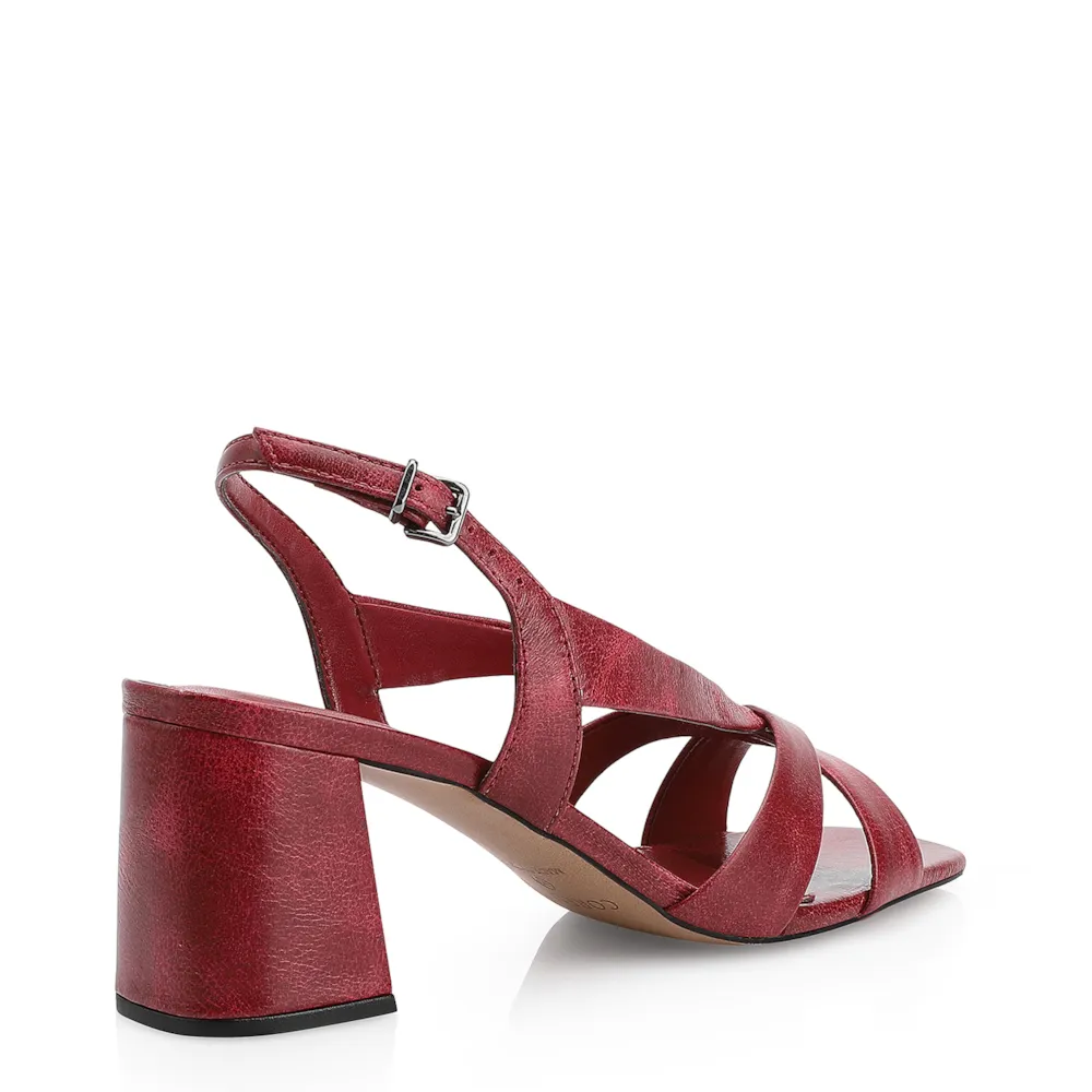 Sandália Couro Estonado Vermelho - imagem 3