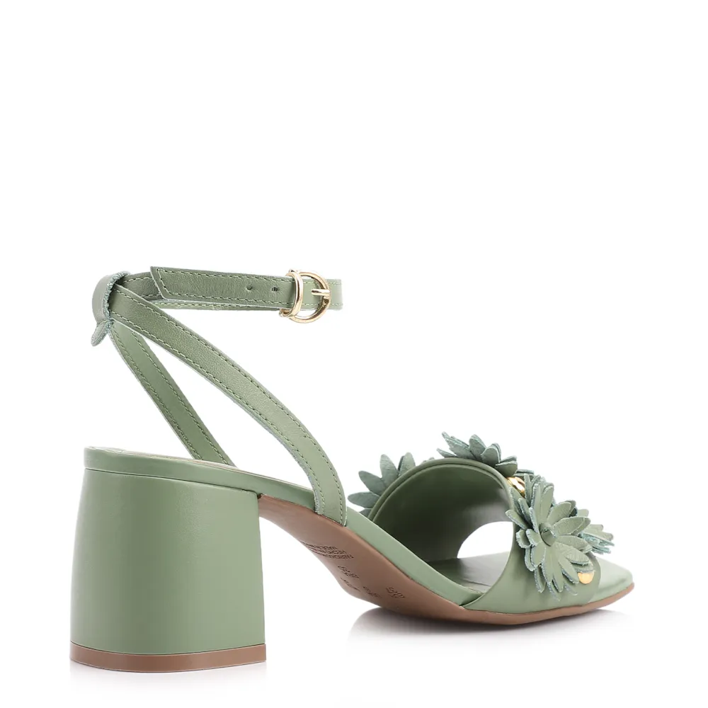 Sandália Couro Flores Verde - imagem 3