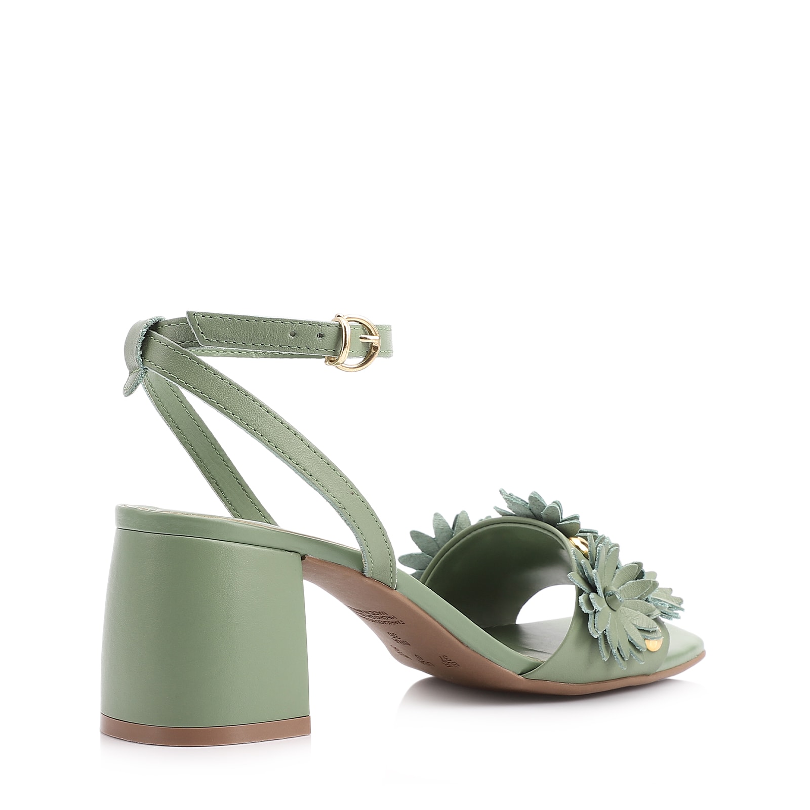 Sandália Couro Flores Verde