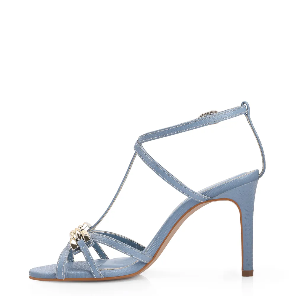 Sandália Couro Lezard Azul - imagem 4