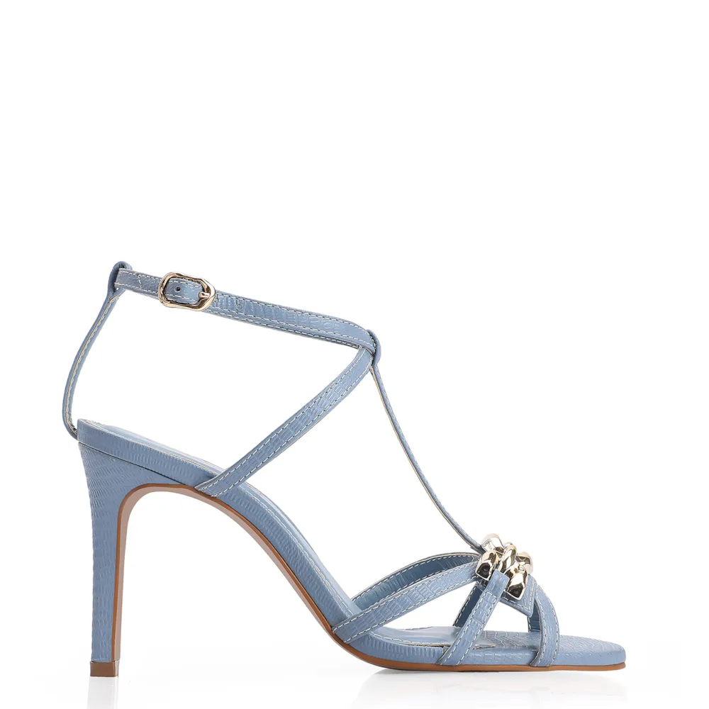 Sandália Couro Lezard Azul - imagem 2