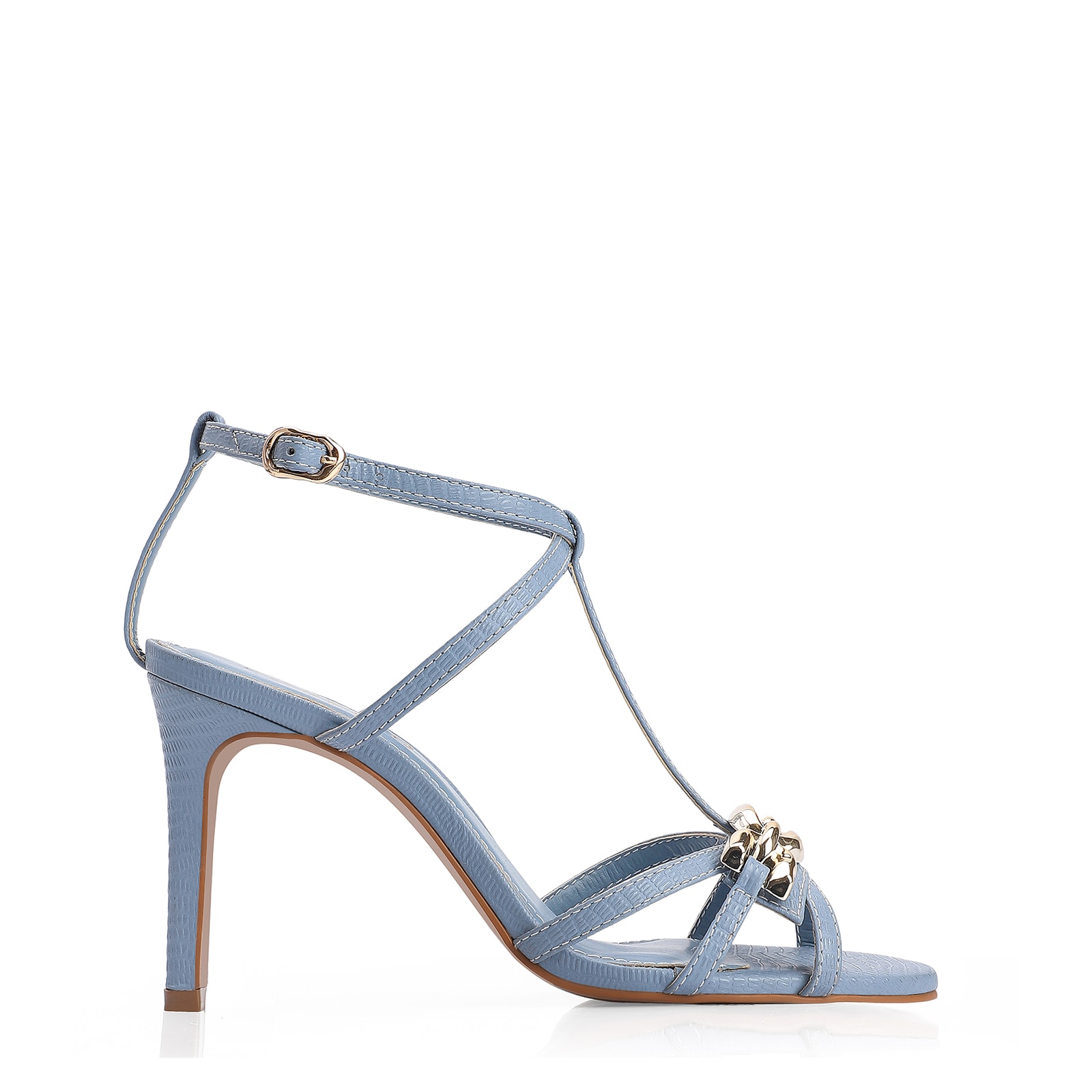 Sandália Couro Lezard Azul