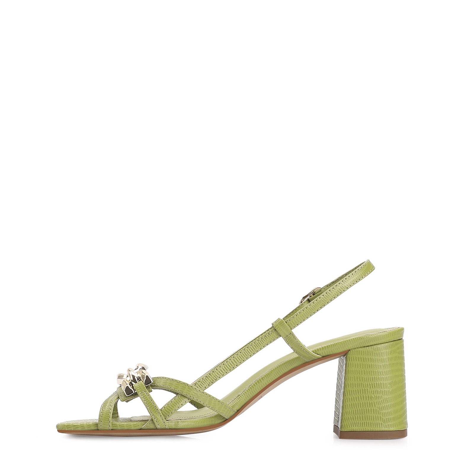 Sandália Couro Lezard Verde