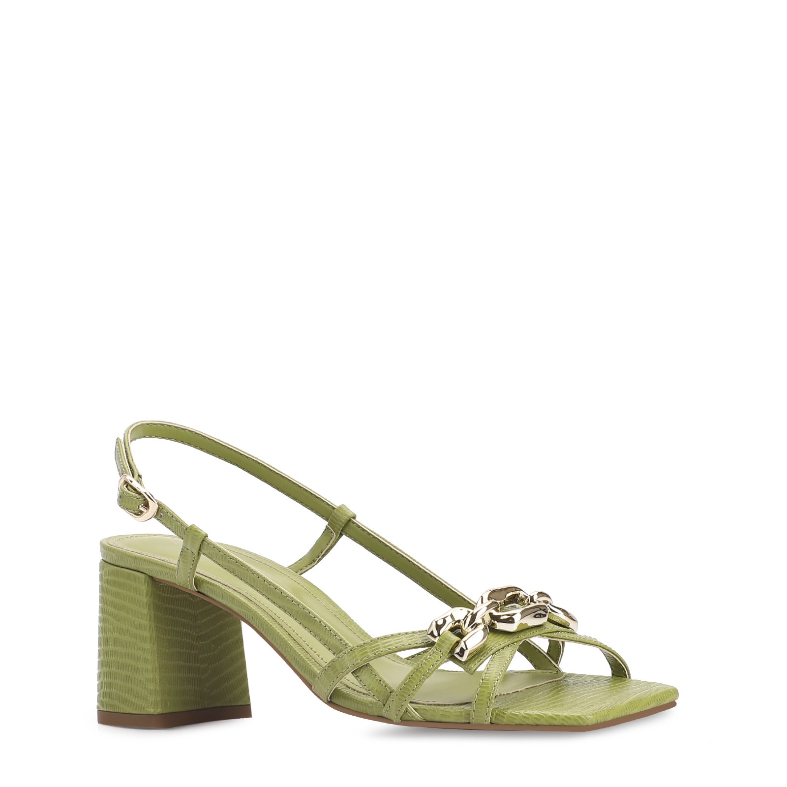 Sandália Couro Lezard Verde
