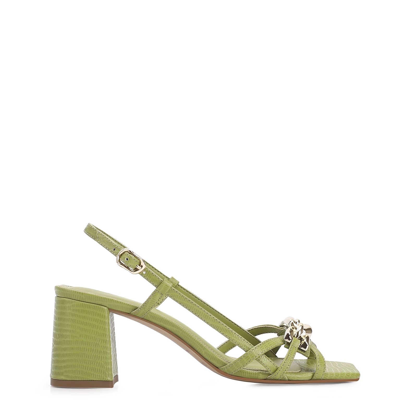 Sandália Couro Lezard Verde