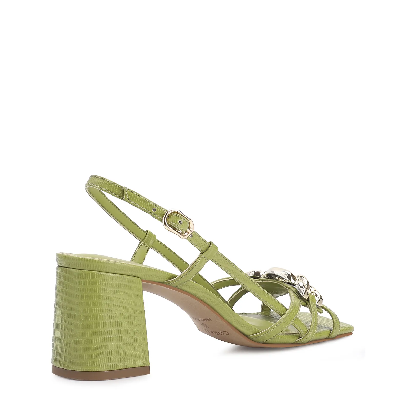 Sandália Couro Lezard Verde