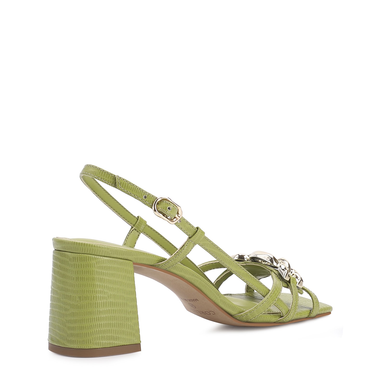 Sandália Couro Lezard Verde