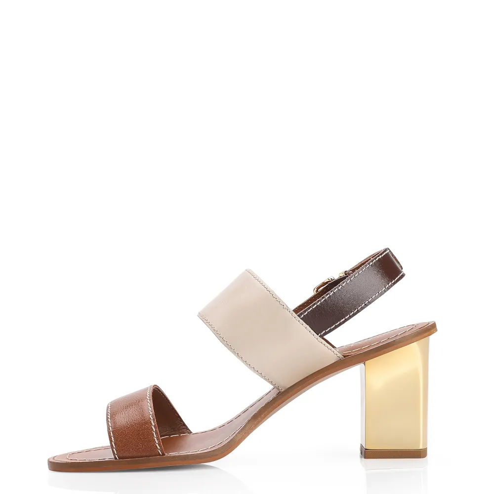 Sandália Couro Marrom/Off White - imagem 4