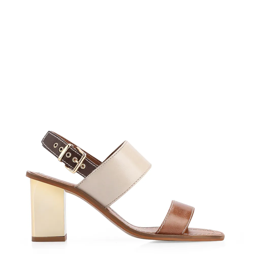 Sandália Couro Marrom/Off White - imagem 2