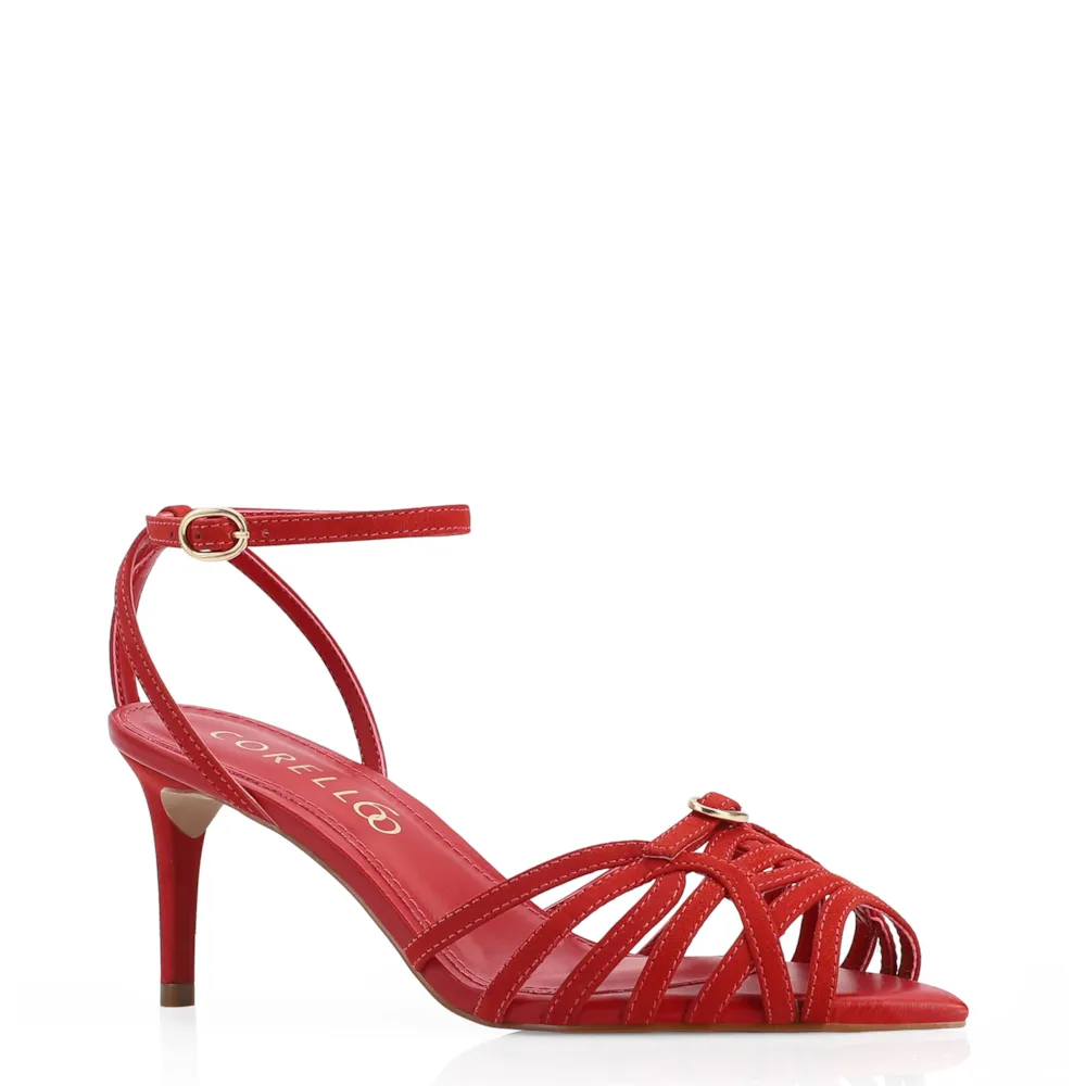 Sandália Couro Nobuck Vermelho