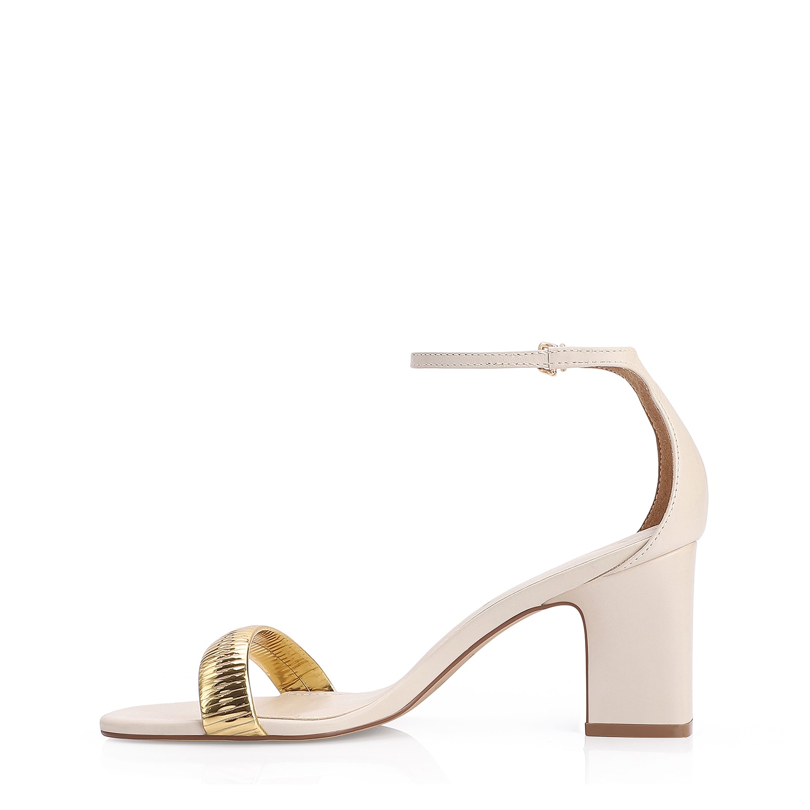 Sandália Couro Off White/Alt Dourado