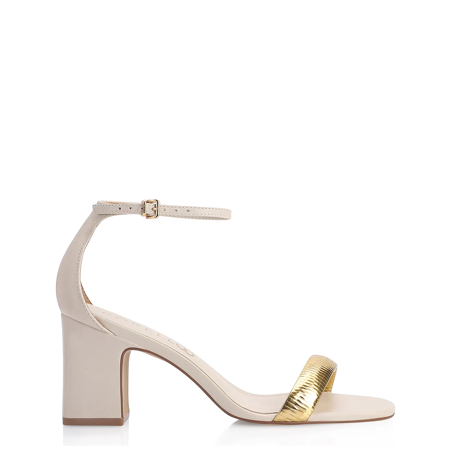 Sandália Couro Off White/Alt Dourado