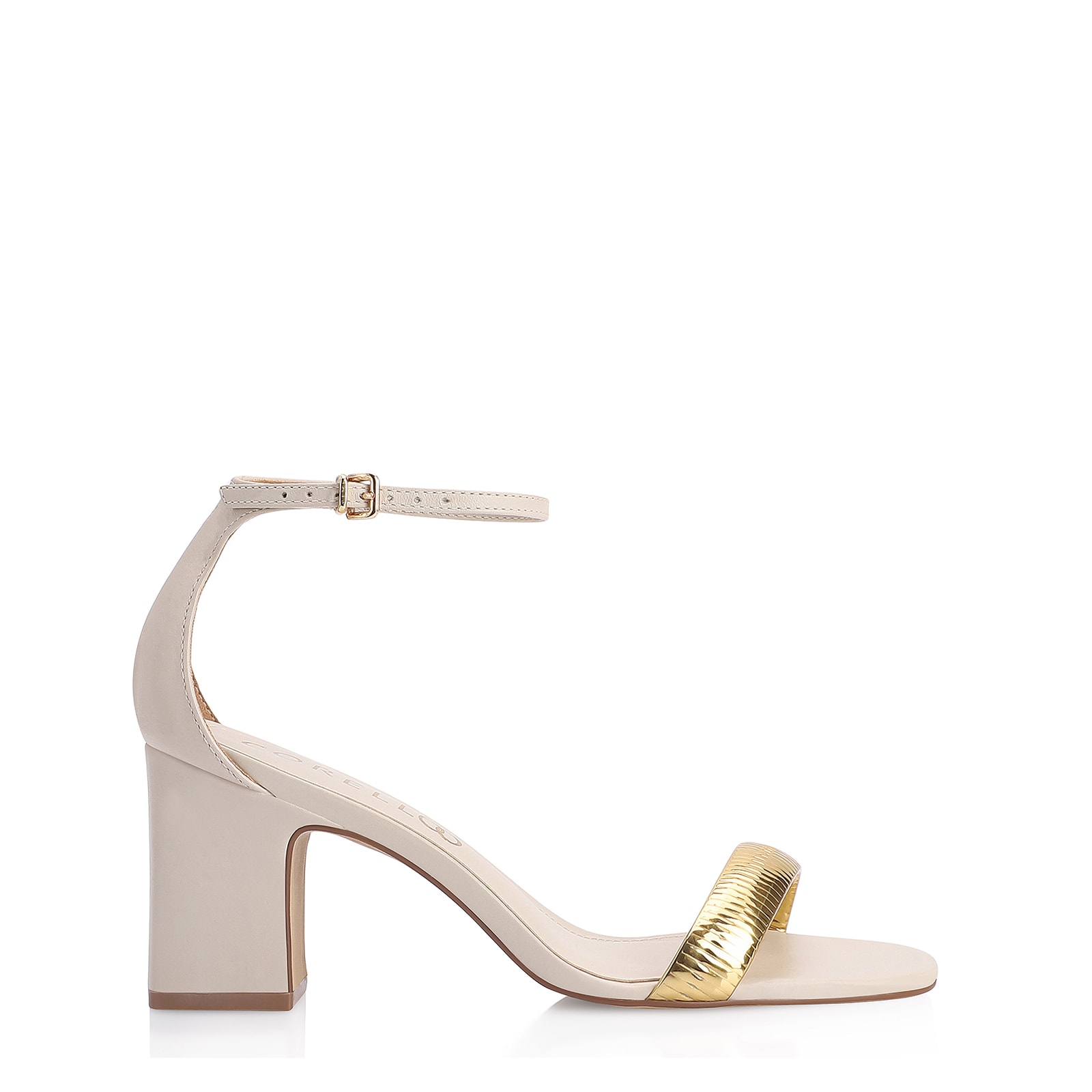 Sandália Couro Off White/Alt Dourado