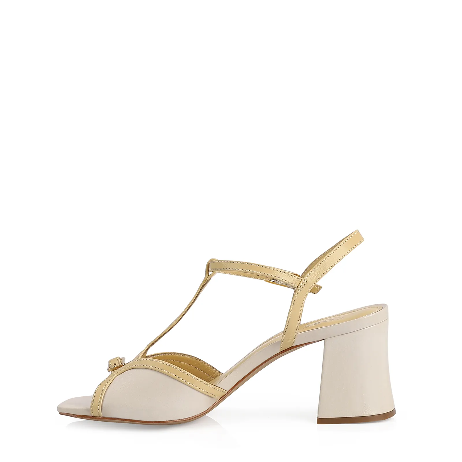 Sandália Couro Off White/Amarelo