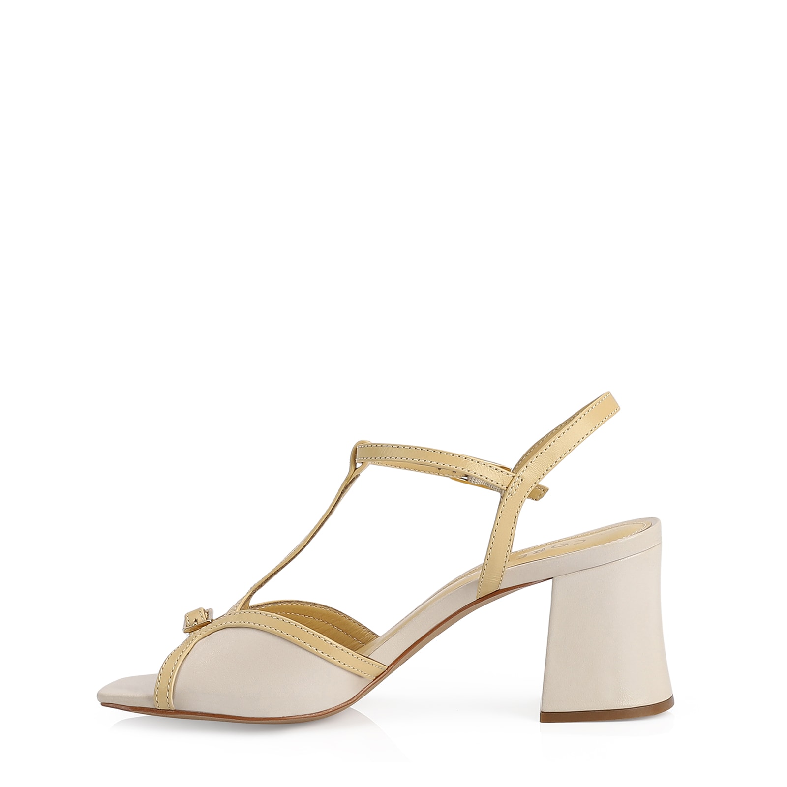 Sandália Couro Off White/Amarelo